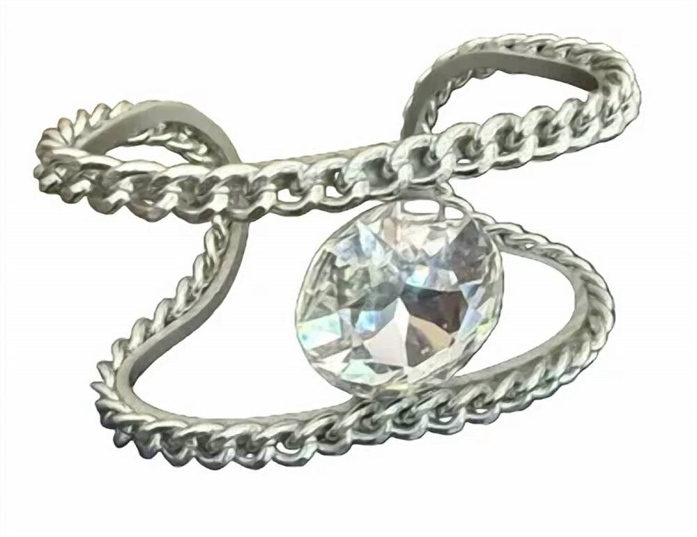 NEW JEFF LIEB JEWELRY women's cuff bracelet with large swarovski crystal in silv